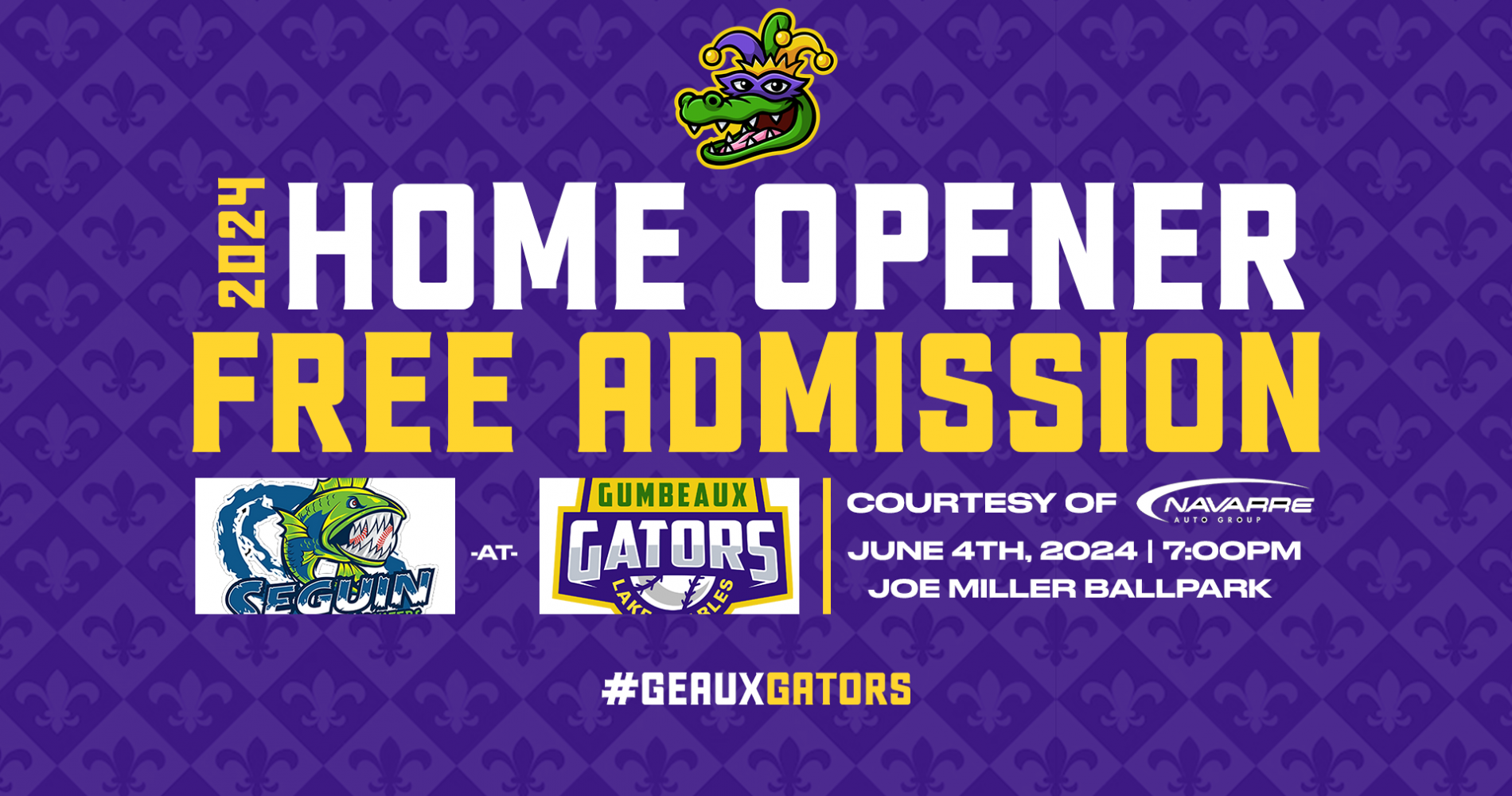2024 Gumbeaux Gators Home Opener on June 4th set to be Free Admission