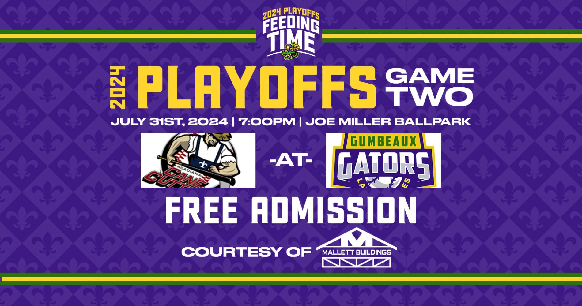 BREAKING: Wednesday’s playoff game will be FREE ADMISSION, courtesy of Mallett Buildings